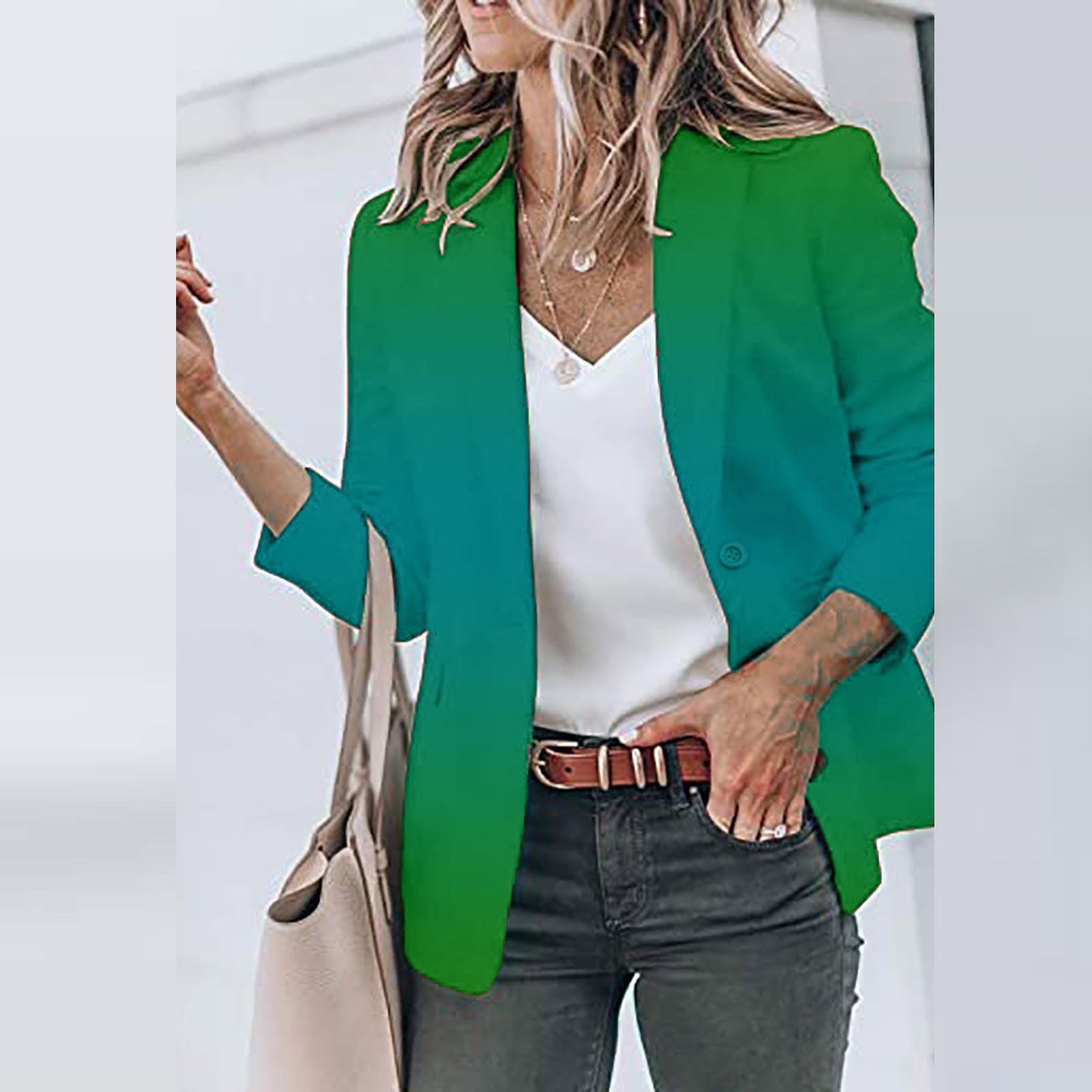 Blazers for Women Business Casual Open Front Long Sleeve Jackets Plus ...