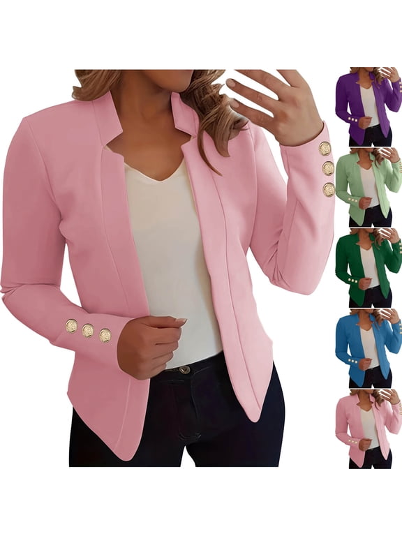 Blazers for Women Business Casual Open Front Long Sleeve Work Office Suit Jackets Blazer, Plus Size S-5XL