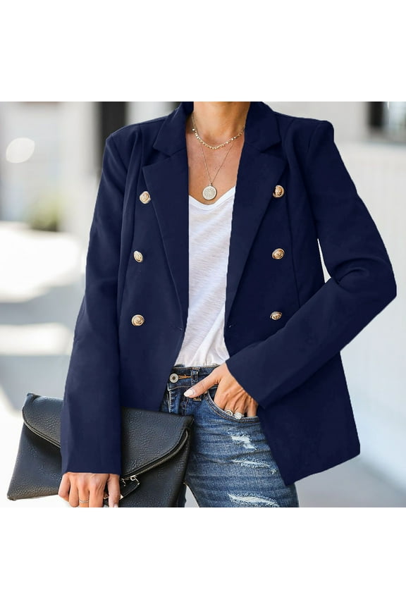 Blazers for Women Business Long Sleeve Blazer Casual Open Front Double Breasted Suit Jackets Elegant Lapel Collar Cardigan