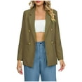 thumbnail image 1 of Blazers for Women Casual Fashion Long Sleeve Lapel Business Jacket Formal Solid Color Office Coats Pockets (Khaki XL), 1 of 4