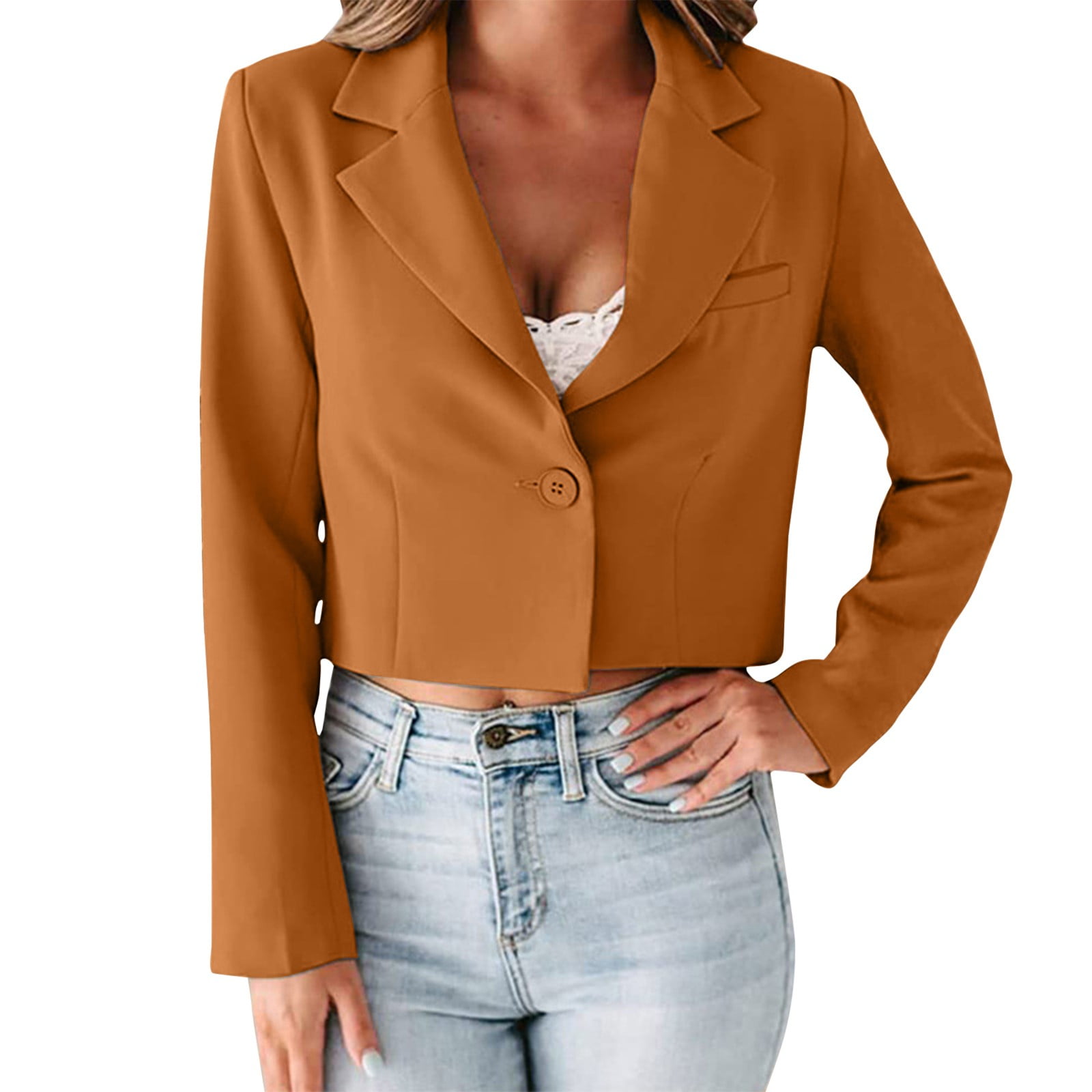 Blazers for Women Casual Lightweight Fashion Casual Long Sleeve Lapel Button Loose Work office