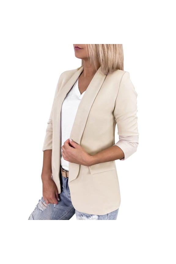 Blazers for Women Hemlock Solid Colour Lapel Pocket Suit Jacket Womens Blazer