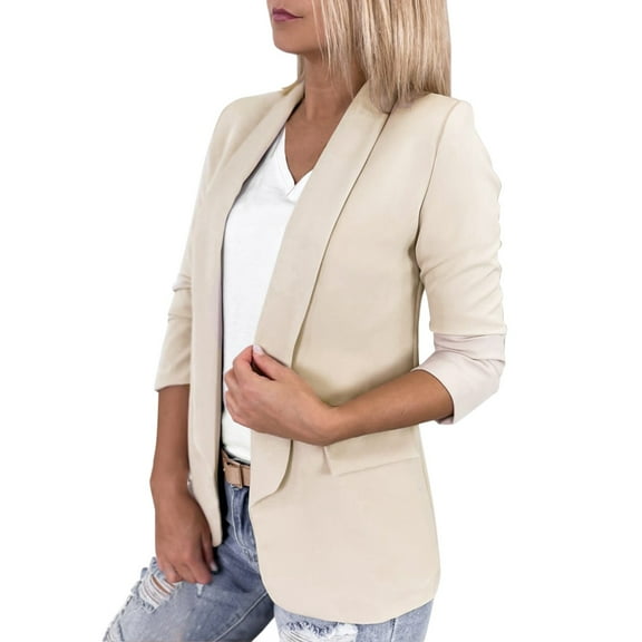 Blazers for Women Hemlock Solid Colour Lapel Pocket Suit Jacket Womens Blazer