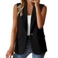 Blazers for Women Sleeveless Coat Solid Color Cardigan Suit Casual