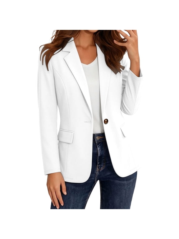 Blazers for Women Solid Color Smart Suit Jacket Formal Business Lapel Cardigans,Office Work, Wedding Guest Coats
