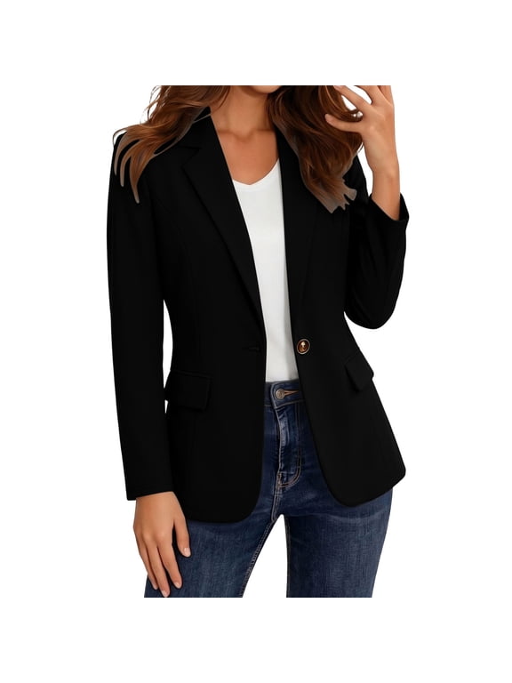 Blazers for Women Solid Color Smart Suit Jacket Formal Business Lapel Cardigans,Office Work, Wedding Guest Coats