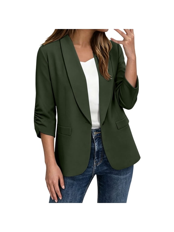Blazers for Women Solid Color Smart Suit Jacket Formal Business Lapel Cardigans,Office Work, Wedding Guest Coats