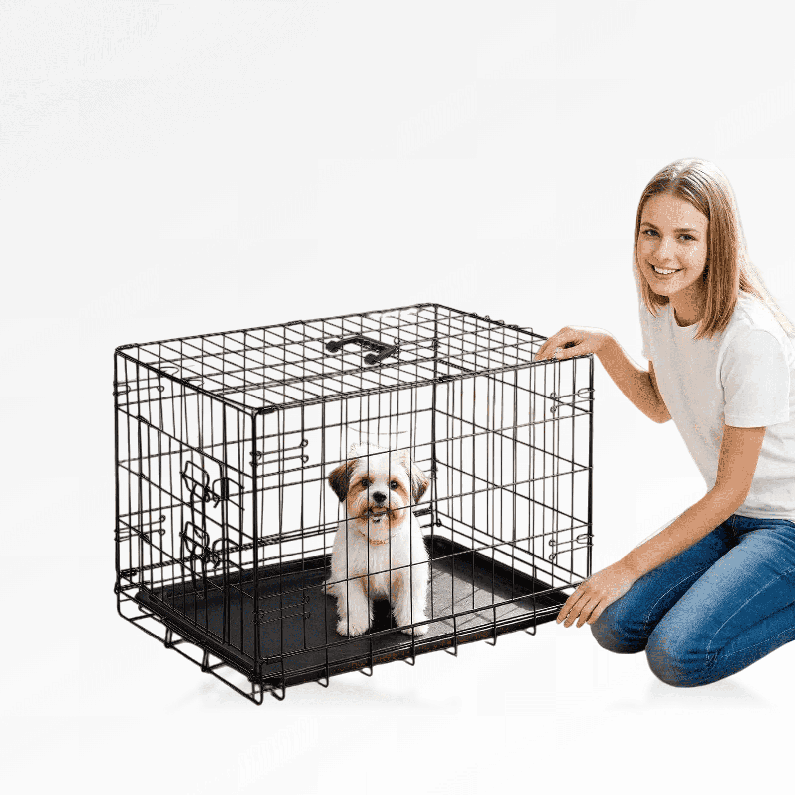 Blazezo 30 Inch Dog Crate, Single Door Collapsible Metal Wire Pet Kennel with Leak-Proof Tray for Indoor, Outdoor, Home, Car & Travel