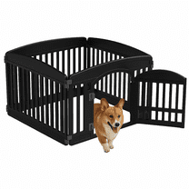 Blazezo 4-Panel 24-Inch Dog Playpen for Indoor Use, Safe & Secure Portable Pet Fence for Small to Medium Dogs, Foldable Easy-Clean Puppy Pen for Home, Backyard, Travel Black