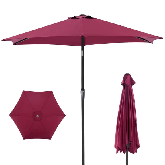 Blazezo 7.5ft Patio Umbrella with Tilt & Crank, Waterproof Outdoor Umbrella for Table, 8 Ribs Heavy Duty Market Umbrella for Poolside, Terrace, Beach, Restaurant
