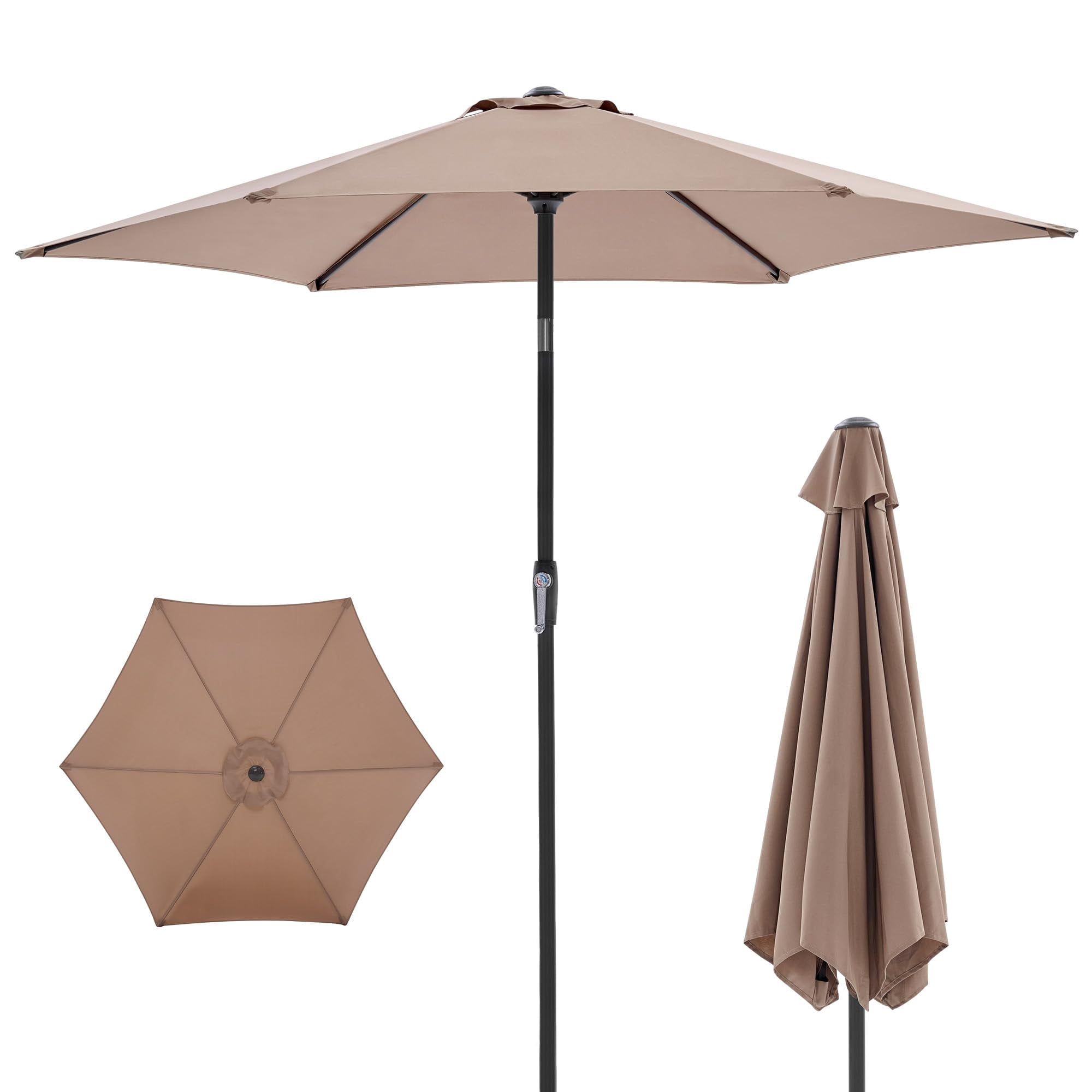 Blazezo 7.5ft Patio Umbrella with Tilt & Crank, Waterproof Outdoor Umbrella for Table, 8 Ribs Heavy Duty Market Umbrella for Poolside, Terrace, Beach, Restaurant