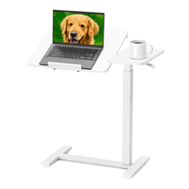 Blazezo Adjustable Height Overbed Table on Wheels, Mobile Rolling Laptop Desk with Tilting Top, Bed Tray Table for Eating, Reading, Stand up Workstation for Bed, Sofa, Hospital, Home Office