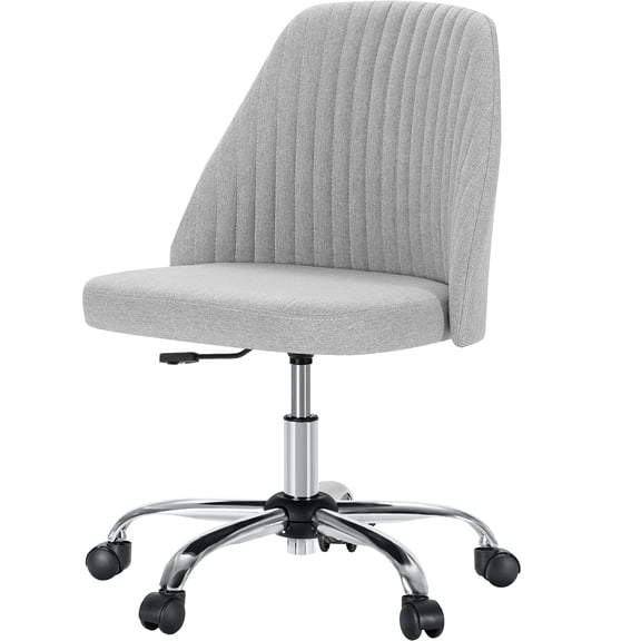 Blazezo Armless Vanity Chair with Wheels, Ergonomic Fabric Armless Swivel Office Desk Chair for Vanity, Home Office, and Study Room, Durable Frame Supports 250 lbs, Height Adjustable