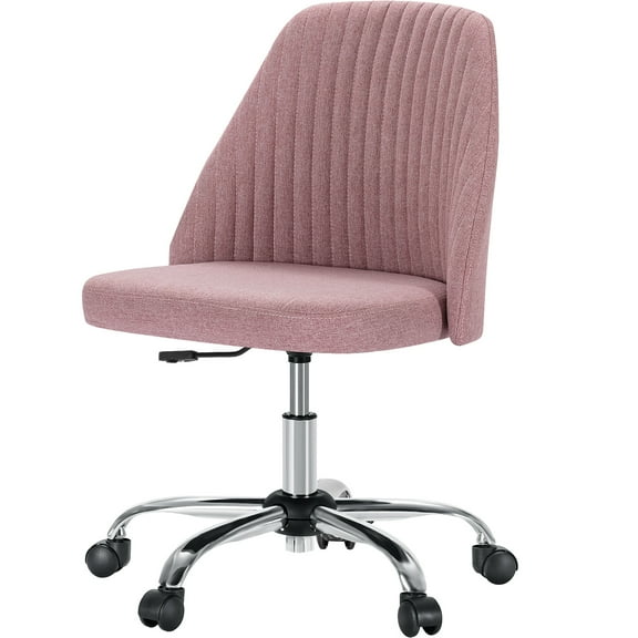 Blazezo Armless Vanity Chair with Wheels, Ergonomic Fabric Armless Swivel Office Desk Chair for Vanity, Home Office, and Study Room, Durable Frame Supports 250 lbs, Height Adjustable