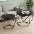 thumbnail image 1 of Blazezo Coffee Table Set of 2 Small Round Side Table with Steel Frame, Hidden Storage Space Stackable End Table for Living Room Bedroom Office, 1 of 8