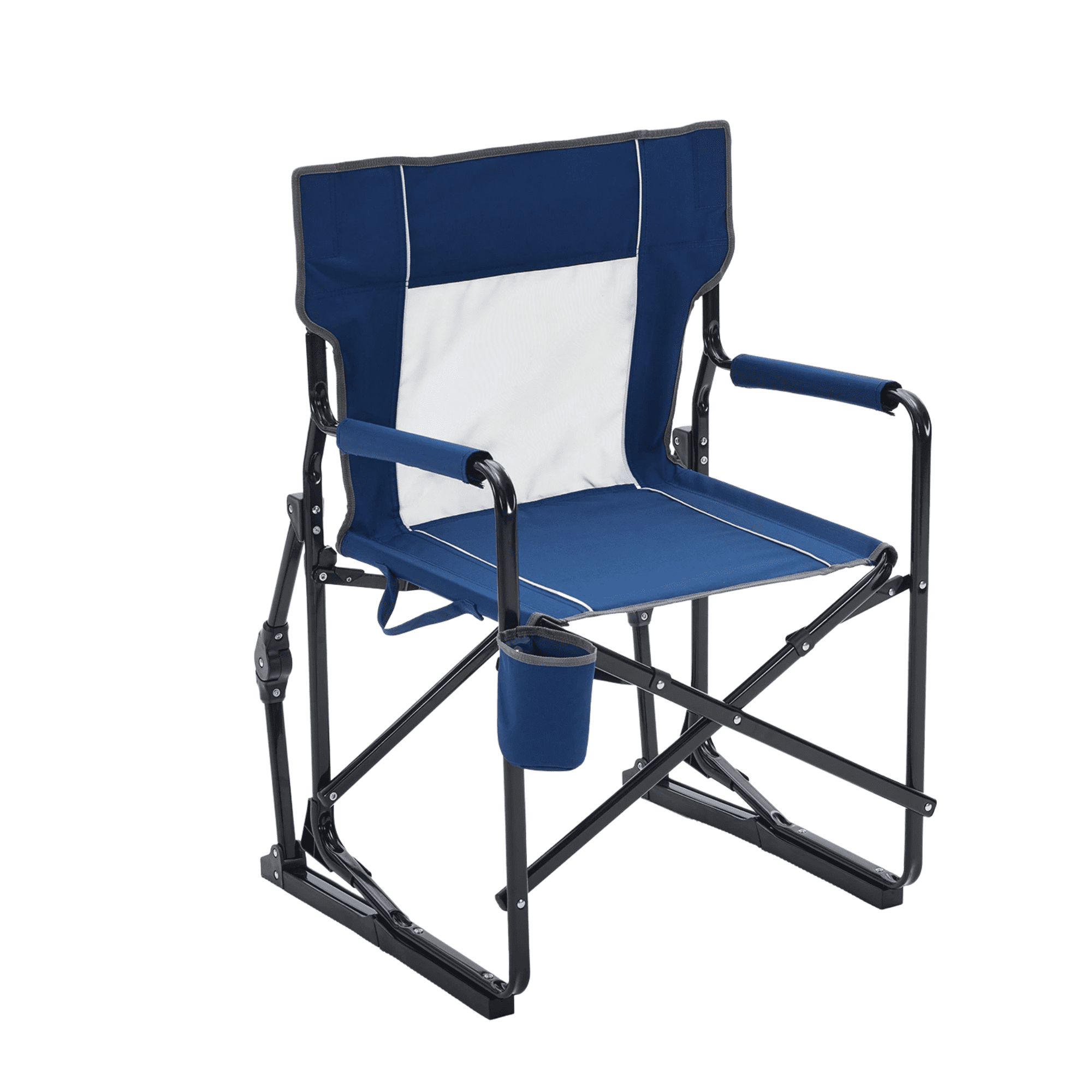 Blazezo Portable Folding Rocking Camping Chair, Outdoor Rocker with Drink Holder, Heavy Duty 400 lb Capacity, Breathable Mesh, for Lawn Patio