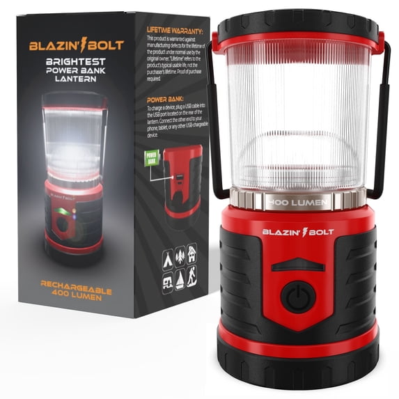 Blazin Bolt Brightest 400 Lumen Rechargeable Camping Lantern