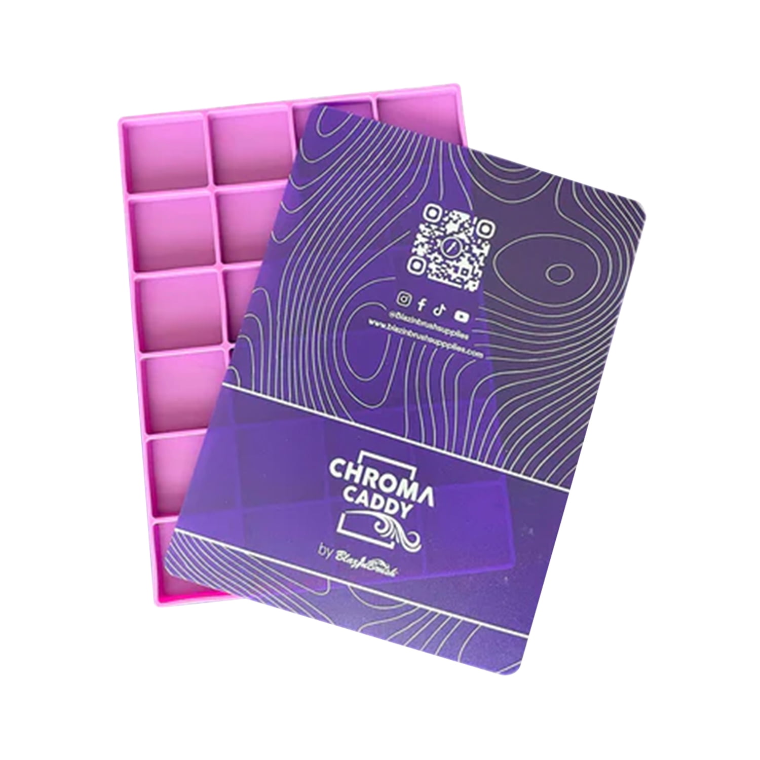 Blazin Brush Chroma Caddy Empty Face Paint Palette - Purpurate, Silicone Palette Case - 24 Color Slot