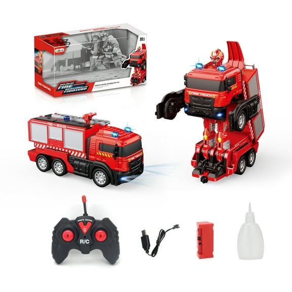 Blazin' Moto II Remote Control Robot Fire Truck, LED Lights, Water Pump Function, 27 MHz RC, Transforming Design