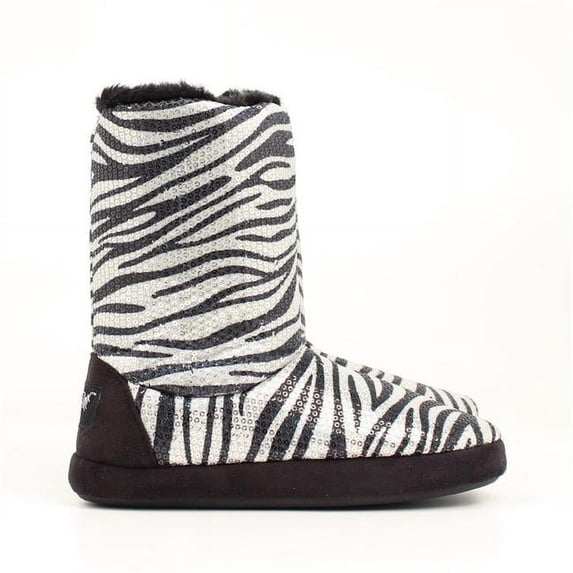 Blazin Roxx 5711636-XL Ladies Sequin Zebra Boot Slipper, Silver - Extra Large