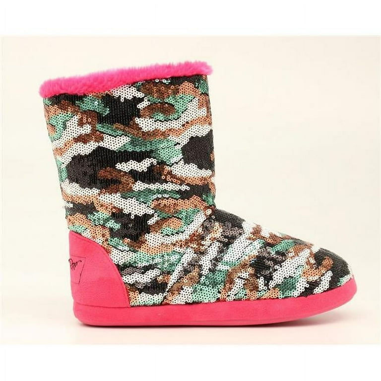 Blazin Roxx 5717429-S Ladies Camo Sequin Boot Slippers, Hot