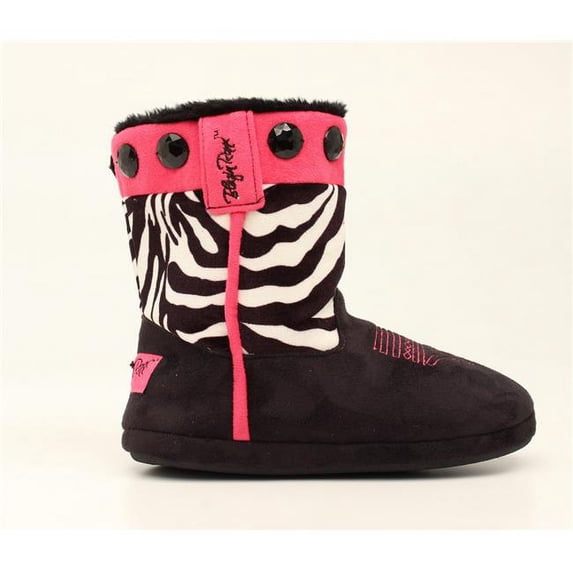 Blazin Roxx 5757201-S Youth Girls Zebra Cross Boot Slippers, Black - Small