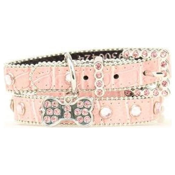 Blazin Roxx 9300424-XS Bling Gaitor Print Dog Collar, Pink - Extra Small