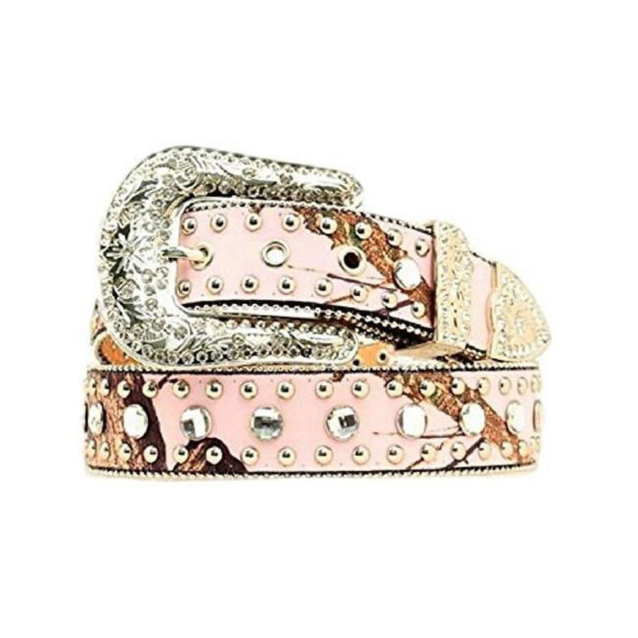 Blazin Roxx Pink Mossy Oak Womens Beaded Edge Heavily Embellished Western Belt Women main image 3