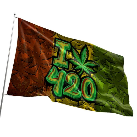 Blazing Buddies I Heart 420 Flag - Durable and Weather Resistant Beach Flags, Vibrant Color Funny Banner, 3x5 Indoor And Outdoor Flag, Yard Lawn Outdoor Decor