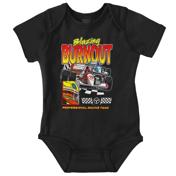 Blazing Burnout Speed Racing Team Bodysuit Jumper Boys Infant Baby Brisco Brands NB