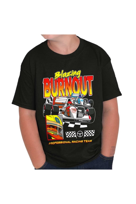 Blazing Burnout Speed Racing Team Boys Kids T Shirt Tees Tops Teen Brisco Brands X