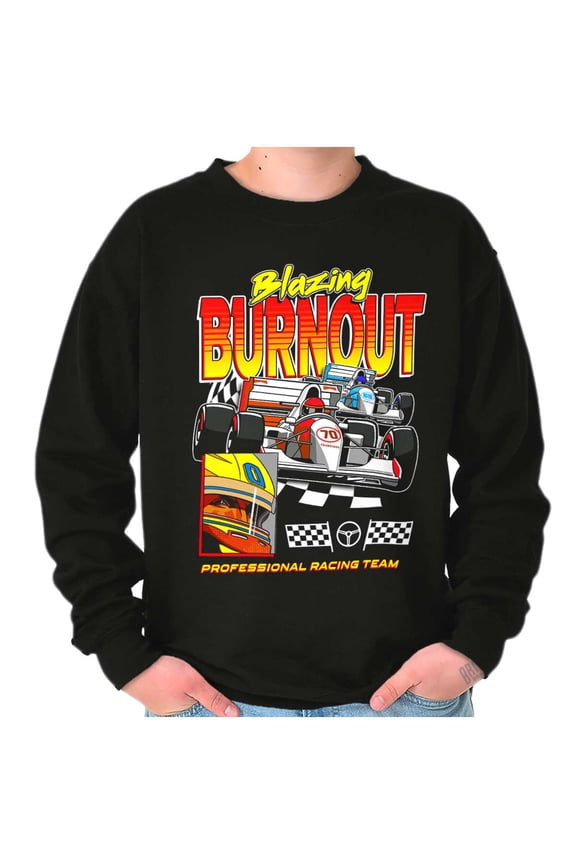 Blazing Burnout Speed Racing Team Men's Crewneck Sweatshirt Brisco Brands M