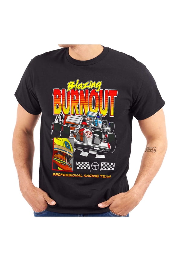 Blazing Burnout Speed Racing Team Men's Graphic T Shirt Tees Brisco Brands S