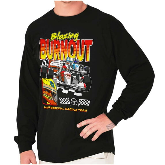 Blazing Burnout Speed Racing Team Men's Long Sleeve Tee T Shirt Brisco Brands M