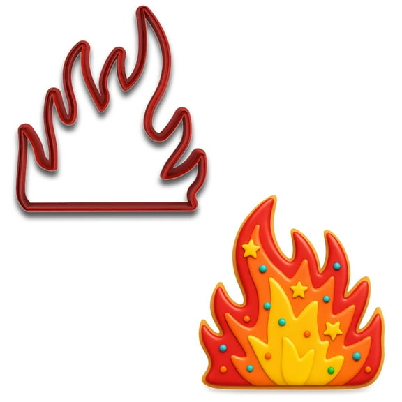 Blazing Fire Flame Cookie Cutter - 4x3.67 Inches, Fun Fire Shape for Baking and Decorating