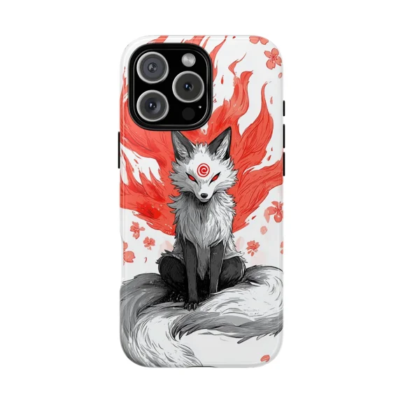 Blazing Flames Kitsune Fox Fantasy Art Case for iPhone 11-17 Pro Max