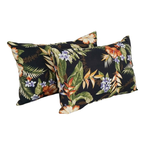 Blazing Needles 19-inch by 11-inch Outdoor Throw Pillows (Set of 2, Multiple Patterns) - 19 x 11 Freeport Floral