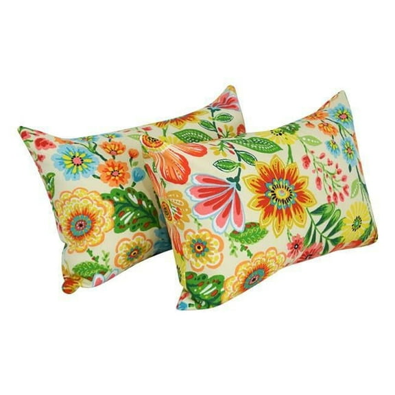 Blazing Needles  12 x 20 in. Rectangular Spun Poly Throw Pillows, Gregoire Chamomile - Set of 2