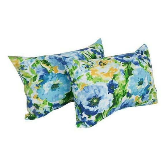 Blazing Needles 9911-S2-REO-65 12 x 20 in. Rectangular Spun Poly Throw Pillows, Lesandra Sunblue - Set of 2
