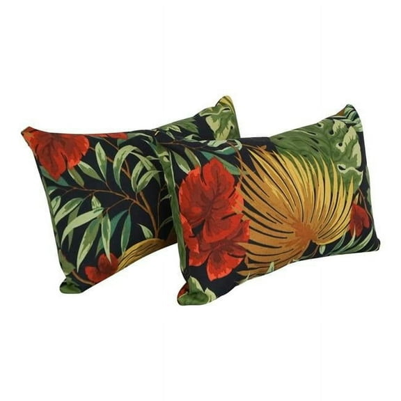 Blazing Needles 9911-S2-REO-30 12 x 20 in. Rectangular Spun Poly Throw Pillows, Tropique Raven - Set of 2