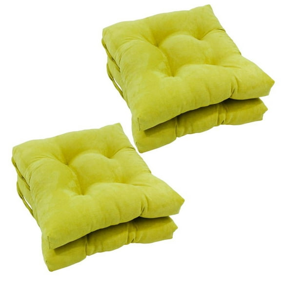16-inch Solid Micro Suede Square Tufted Chair Cushions (Set of 4)