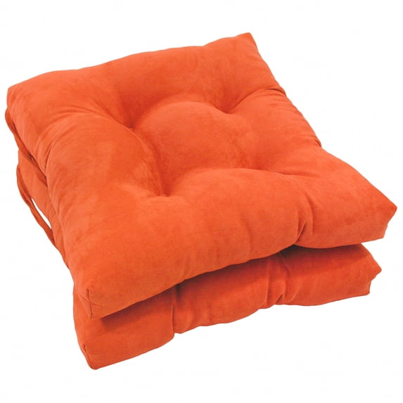 16-inch Solid Micro Suede Square Tufted Chair Cushions (Set of 2)