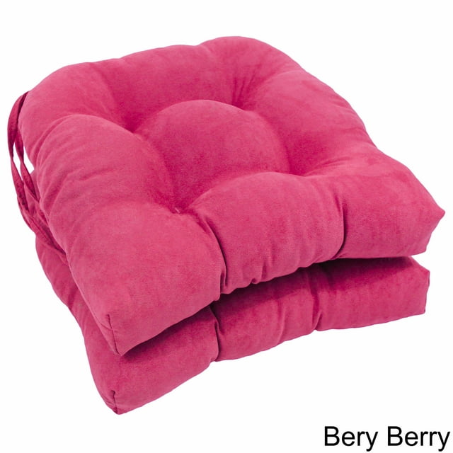 Blazing Needles 16 In Solid Microsuede U Shaped Tufted Chair Cushions Bery Berry Set Of 2