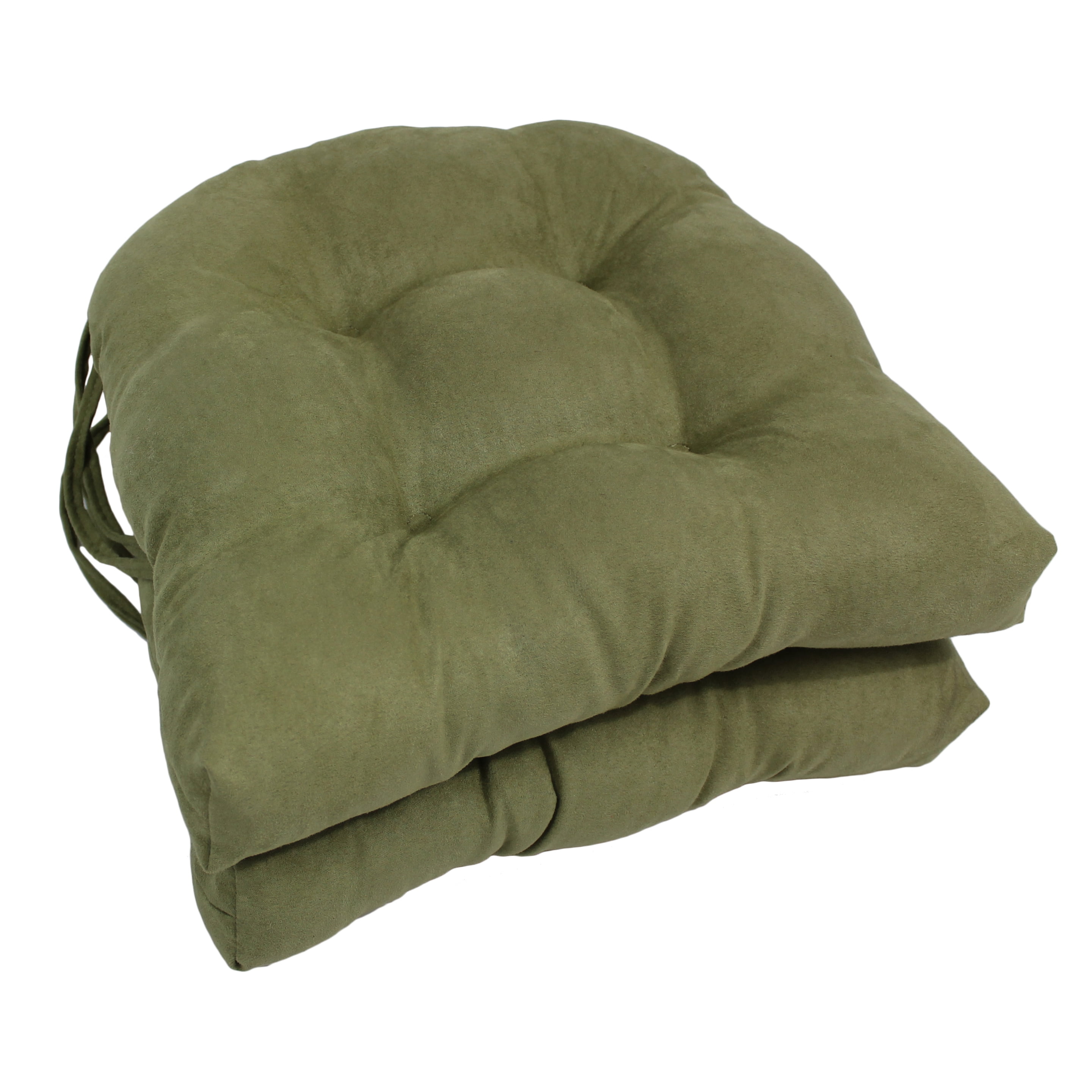 Blazing Needles 16 in. Solid Microsuede UShaped Tufted Chair Cushions