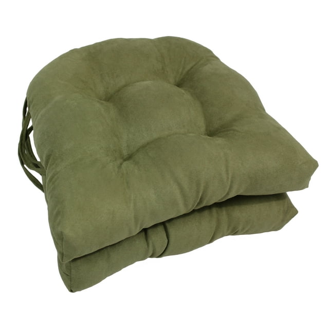 Blazing Needles 16 In Solid Microsuede U Shaped Tufted Chair Cushions Sage Green Set Of 2