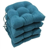 Blazing Needles  16 in. Solid Microsuede U-Shaped Tufted Chair Cushions, Teal - Set of 4