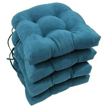 Blazing Needles  16 in. Solid Microsuede U-Shaped Tufted Chair Cushions, Teal - Set of 4