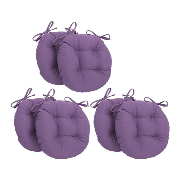 Blazing Needles 916X16RD-T-6CH-TW-GP 16 in. Solid Twill Round Tufted Chair Cushions, Grape - Set of 6
