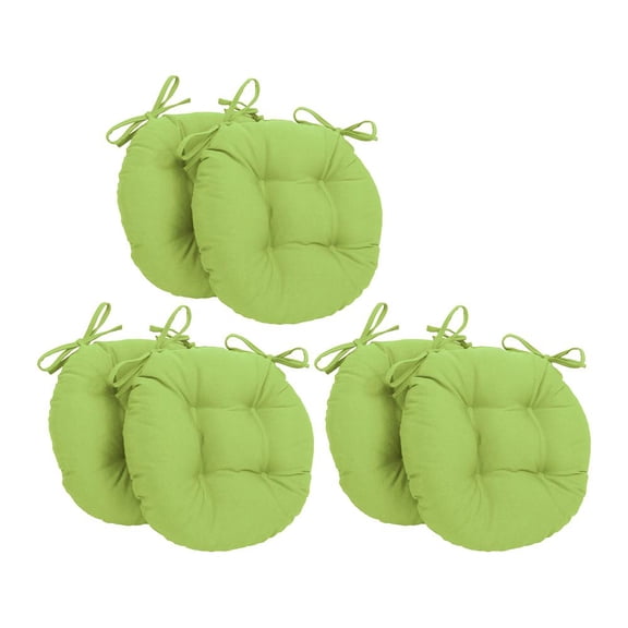 Blazing Needles 916X16RD-T-6CH-TW-ML 16 in. Solid Twill Round Tufted Chair Cushions, Mojito Lime - Set of 6