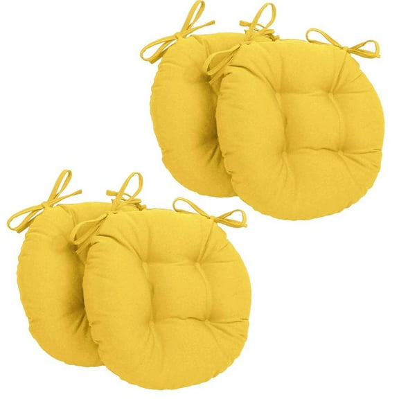 16-inch Solid Twill Round Tufted Chair Cushions (Set of 4)